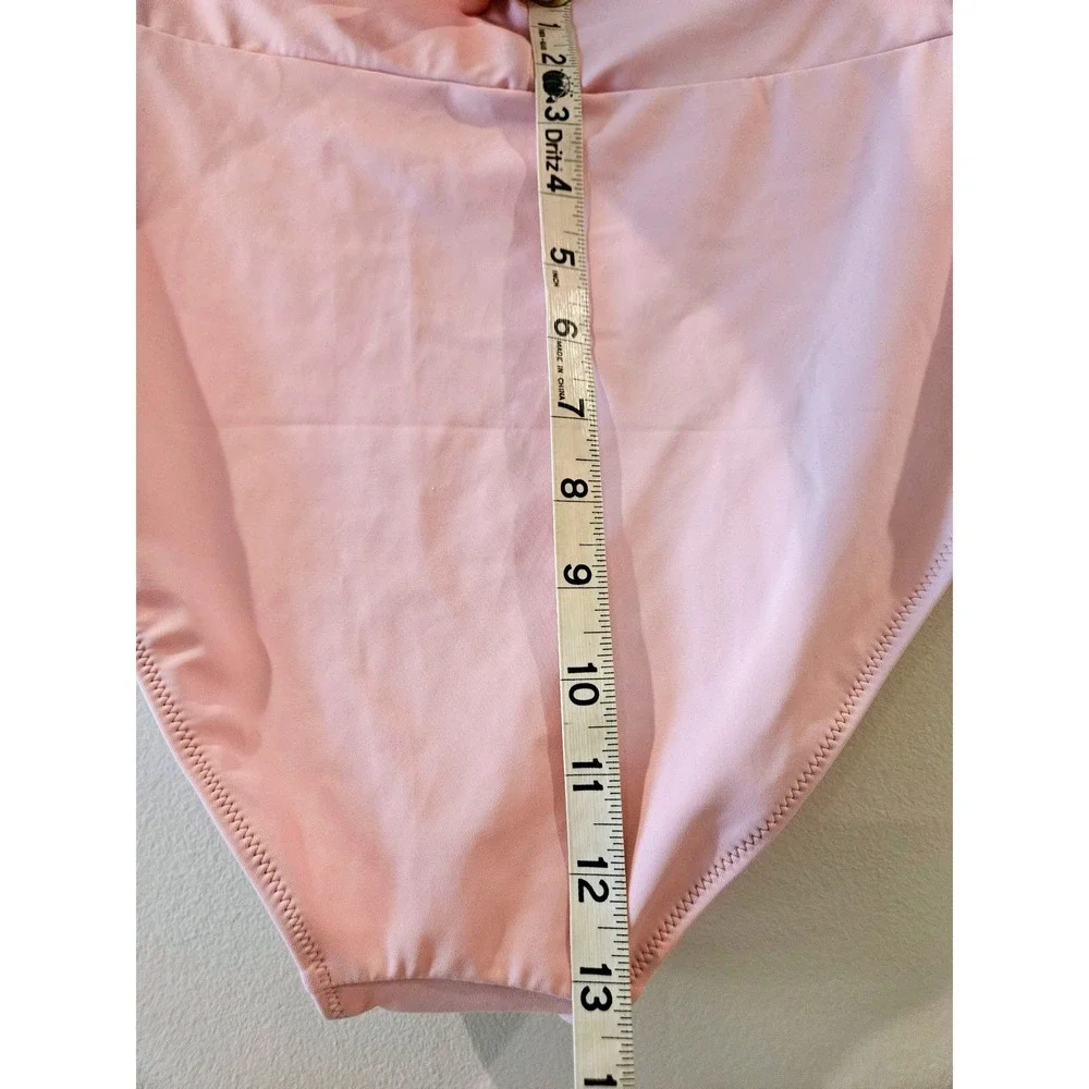 Aerie Real Good High Waisted Crossover Bikini Bottoms Pink Womens Size L NEW
